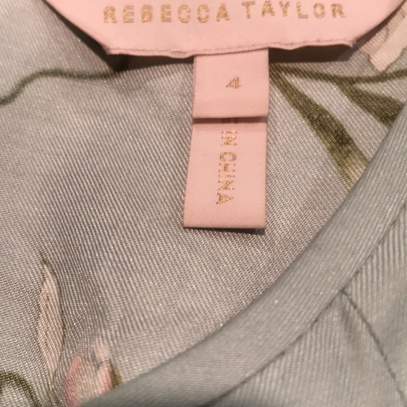 Rebecca Taylor Seafoam Flowers Ruffle Sleeve Belt Tie Midi Dress 4. Silk Blend - Picture 6 of 8